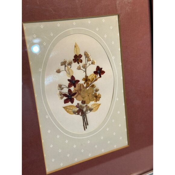 VTG Pressed Flower Art Frame 8x10.5 | Etched Silver Border Botanical Herbarium - Picture 3 of 7